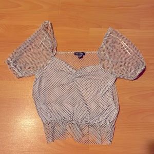 Polka dot mesh blouse, Size XS